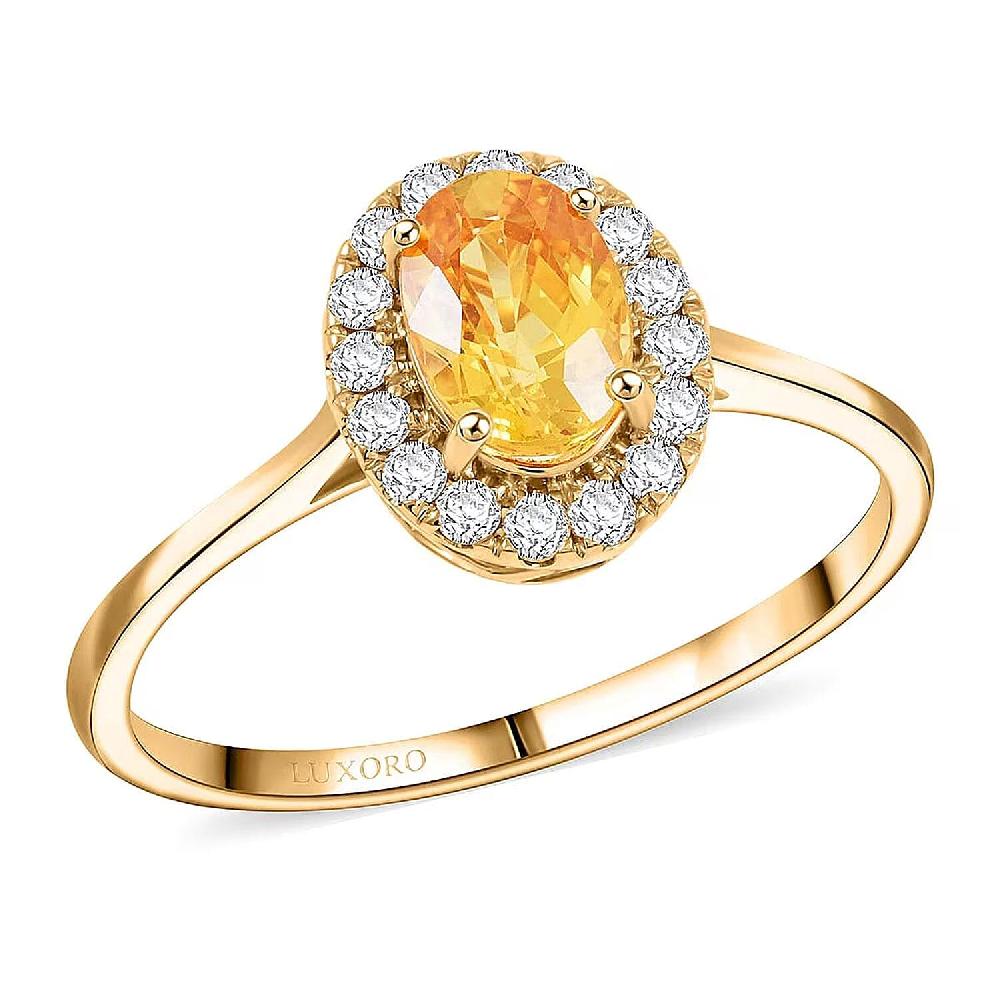 shop lc Certified & Appraised Luxoro AAA Madagascar Yellow Sapphire and G-H I2 Diamond 1.30 ctw Ring in 14K Yellow Gold