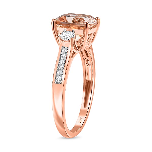 Shop Lc Certified & Appraised Luxoro AAA Marropino Morganite And G-H I2 Diamond 3.06 Ctw Ring In 10K Rose Gold (Del. In 10-15 Days)