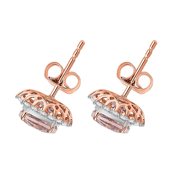 Shop Lc Certified & Appraised Luxoro AAA Marropino Morganite And G-H I2 Diamond 3.22 Ctw Stud Earrings In 10K Rose Gold (Del. In 10-15 Days)