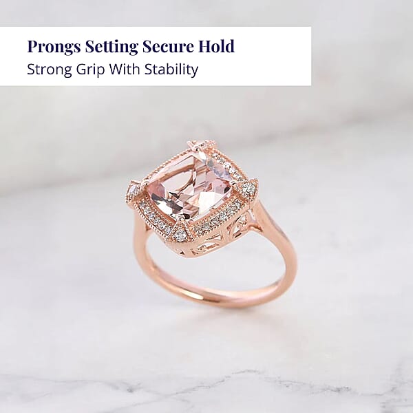 Shop Lc Certified & Appraised Luxoro AAA Marropino Morganite And G-H I2 Diamond 2.95 Ctw Ring In 10K Rose Gold
