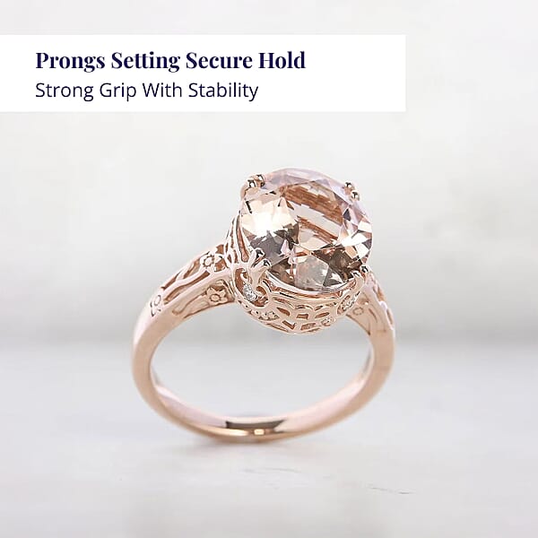Shop Lc Certified & Appraised Luxoro AAA Marropino Morganite And G-H I2 Diamond 4.15 Ctw Ring In 10K Rose Gold
