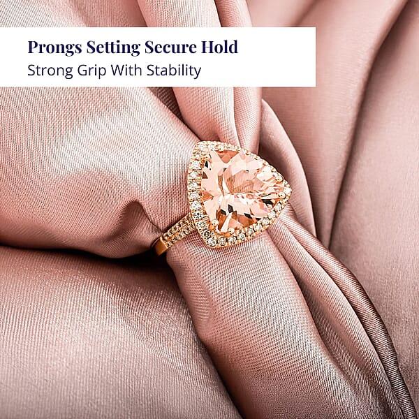 Shop Lc Certified & Appraised Luxoro AAA Marropino Morganite And G-H I2 Diamond 5.15 Ctw Ring In 10K Rose Gold 4.30 Grams
