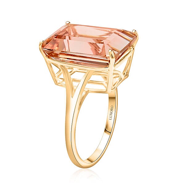 Shop Lc Certified & Appraised Luxoro AAA Marropino Morganite 10.50 Ctw Solitaire Ring In 10K Yellow Gold