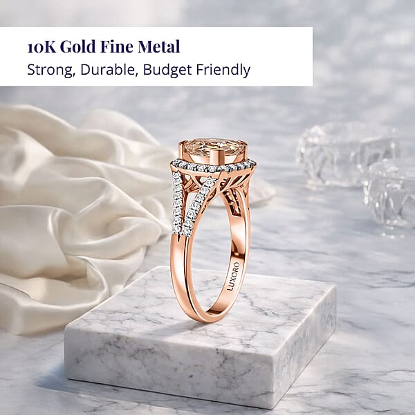 Shop Lc Certified & Appraised Luxoro AAA Marropino Morganite And G-H I2 Diamond 3.50 Ctw Ring In 10K Rose Gold 4.20 Grams (Del. In 10-15 Days)