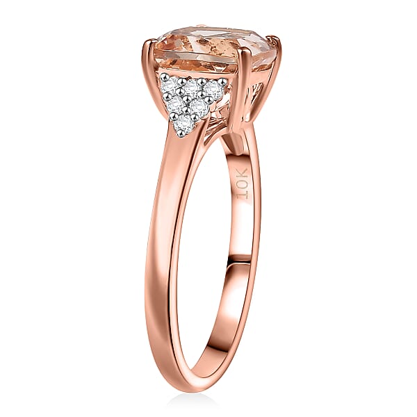 Shop Lc Certified & Appraised Luxoro AAA Marropino Morganite And G-H I2 Diamond 3.21 Ctw Ring In 10K Rose Gold (Del. In 10-15 Days)