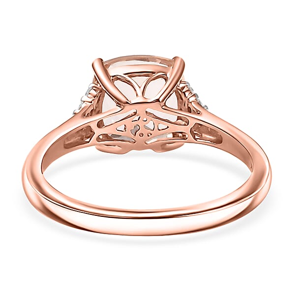 Shop Lc Certified & Appraised Luxoro AAA Marropino Morganite And G-H I2 Diamond 3.21 Ctw Ring In 10K Rose Gold (Del. In 10-15 Days)