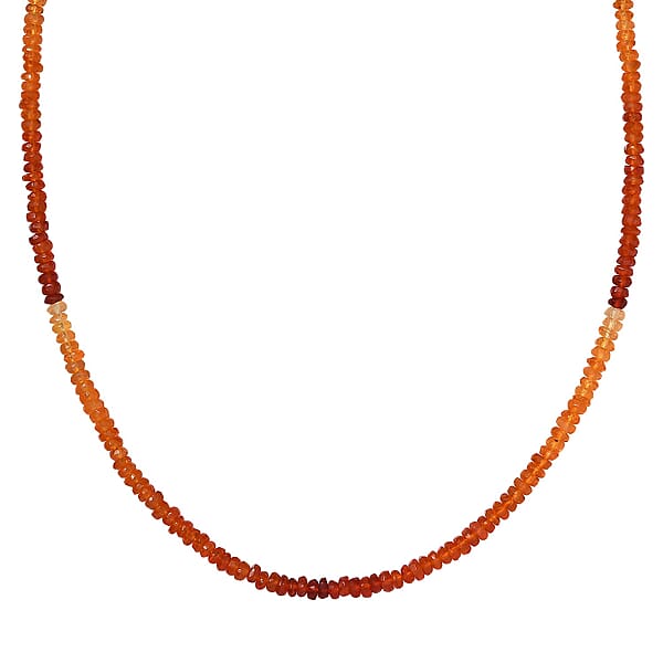 Shop Lc Certified & Appraised Luxoro AAA Mexican Fire Opal Beaded Graduated 25.00 Ctw Necklace 18-20 Inches In 10K Yellow Gold