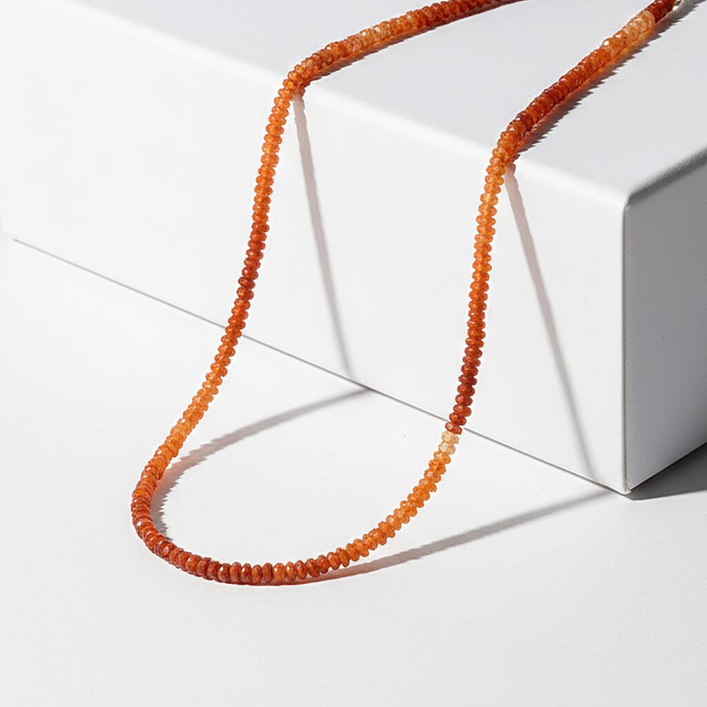 shop lc Certified & Appraised Luxoro AAA Mexican Fire Opal Beaded Graduated 25.00 ctw Necklace 18-20 Inches in 10K Yellow Gold