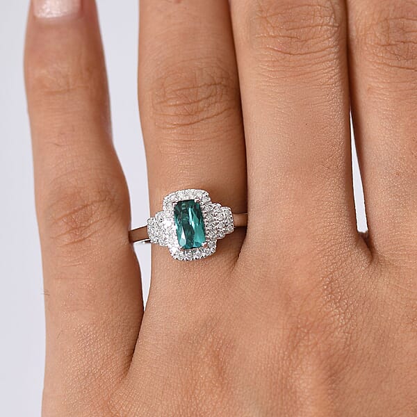 Shop Lc Certified & Appraised Luxoro AAA Monte Belo Indicolite And G-H I2 Diamond 1.11 Ctw Ring In 10K White Gold