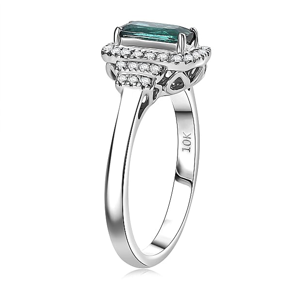 Shop Lc Certified & Appraised Luxoro AAA Monte Belo Indicolite And G-H I2 Diamond 1.11 Ctw Ring In 10K White Gold