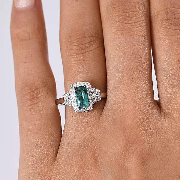 Shop Lc Certified & Appraised Luxoro AAA Monte Belo Indicolite And G-H I2 Diamond 1.11 Ctw Ring In 10K White Gold