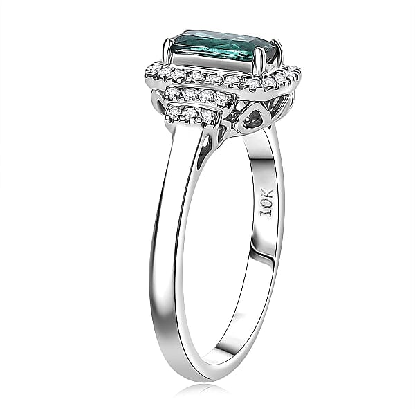 Shop Lc Certified & Appraised Luxoro AAA Monte Belo Indicolite And G-H I2 Diamond 1.11 Ctw Ring In 10K White Gold