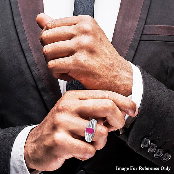 Shop Lc Certified & Appraised Luxoro AAA Montepuez Ruby 2.25 Ctw Solitaire Men's Ring In 14K White Gold 8.46 Grams
