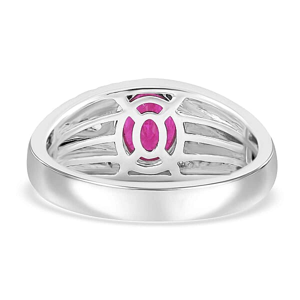Shop Lc Certified & Appraised Luxoro AAA Montepuez Ruby 2.25 Ctw Solitaire Men's Ring In 14K White Gold 8.46 Grams