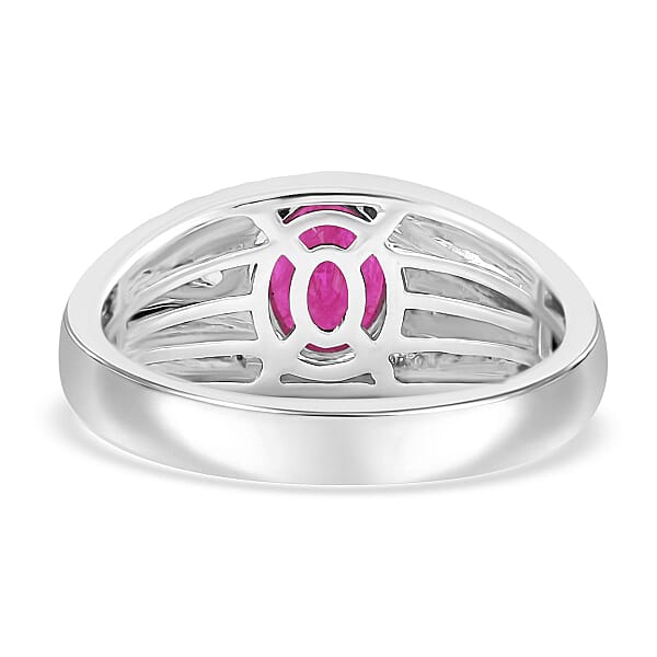 Shop Lc Certified & Appraised Luxoro AAA Montepuez Ruby 2.25 Ctw Solitaire Men's Ring In 14K White Gold 8.46 Grams