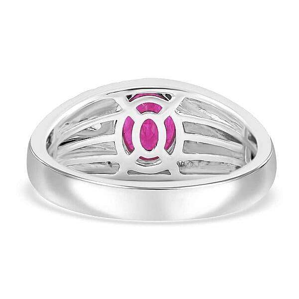 Shop Lc Certified & Appraised Luxoro AAA Montepuez Ruby 2.25 Ctw Solitaire Men's Ring In 14K White Gold 8.46 Grams