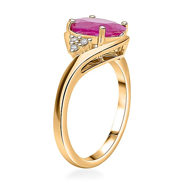 Shop Lc Certified & Appraised Luxoro AAA Montepuez Ruby And I2 Diamond 3.00 Ctw Ring In 14K Yellow Gold