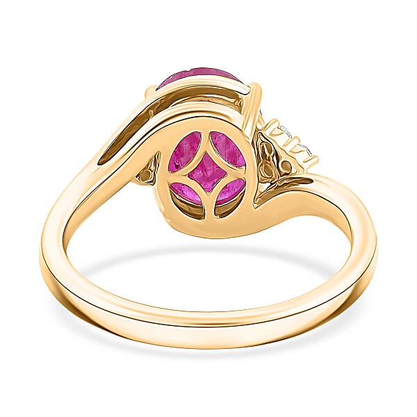 Shop Lc Certified & Appraised Luxoro AAA Montepuez Ruby And I2 Diamond 3.00 Ctw Ring In 14K Yellow Gold