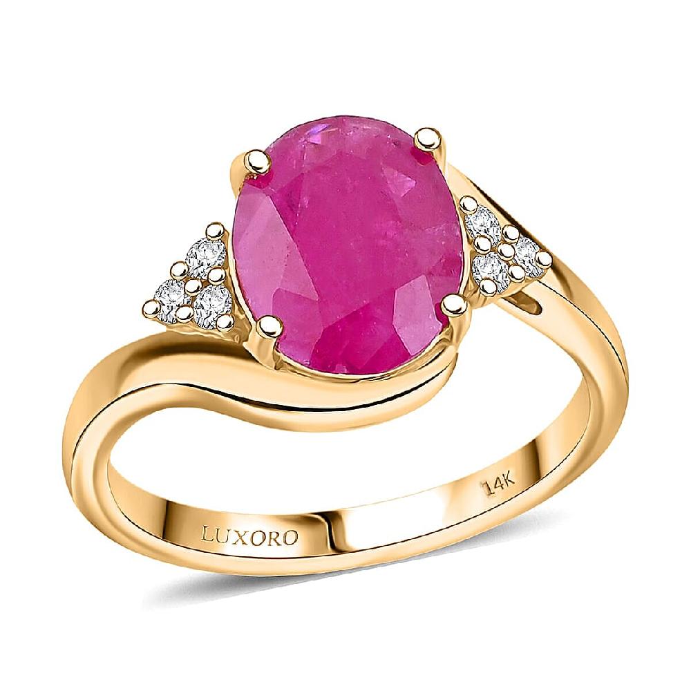 shop lc Certified & Appraised Luxoro AAA Montepuez Ruby and I2 Diamond 3.00 ctw Ring in 14K Yellow Gold