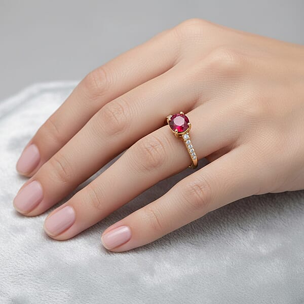 Shop Lc Certified & Appraised Luxoro AAA Montepuez Ruby And I2 Diamond 1.20 Ctw Ring In 14K Yellow Gold