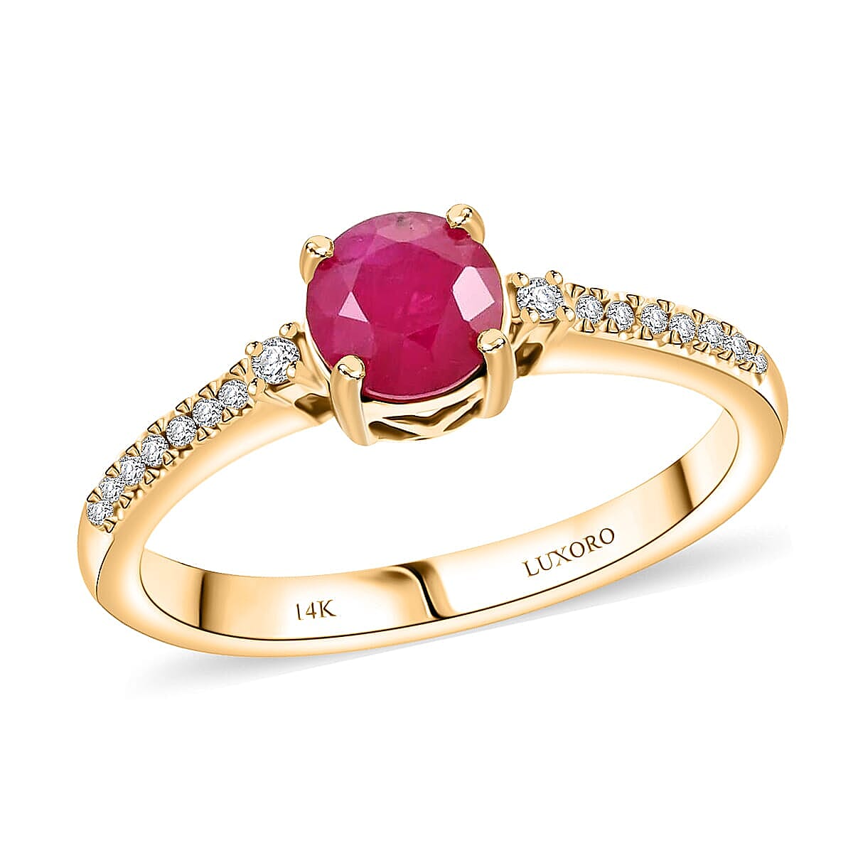 shop lc Certified & Appraised Luxoro AAA Montepuez Ruby and I2 Diamond 1.20 ctw Ring in 14K Yellow Gold