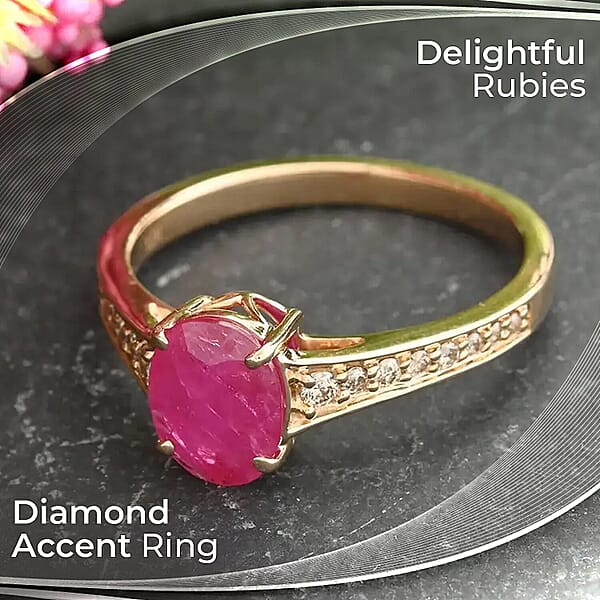 Shop Lc Certified & Appraised Luxoro AAA Montepuez Ruby And Diamond 2.50 Ctw Ring In 14K Yellow Gold Gold Wedding Ring