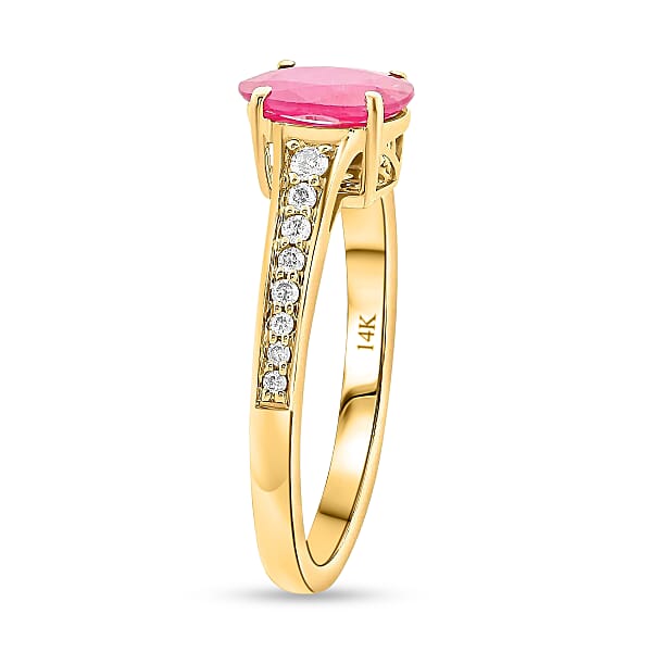 Shop Lc Certified & Appraised Luxoro AAA Montepuez Ruby And Diamond 2.50 Ctw Ring In 14K Yellow Gold Gold Wedding Ring