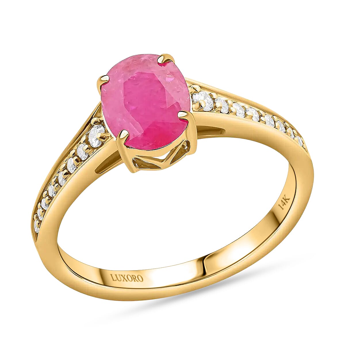 shop lc Certified & Appraised Luxoro AAA Montepuez Ruby and Diamond 2.50 ctw Ring in 14K Yellow Gold Gold Wedding Ring