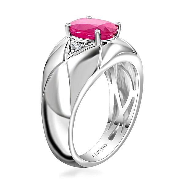 Shop Lc Certified & Appraised Luxoro AAA Montepuez Ruby And I2 Diamond 2.35 Ctw Ring In 14K White Gold 7.50 Grams