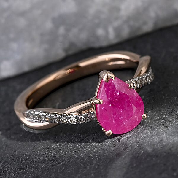 Shop Lc Certified & Appraised Luxoro AAA Montepuez Ruby And G-H I2 Diamond 2.10 Ctw Ring In 14K Rose Gold