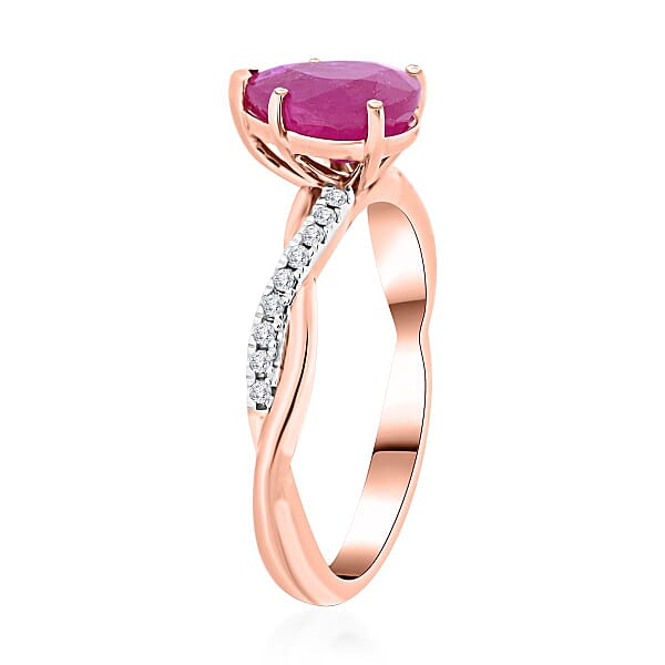 Shop Lc Certified & Appraised Luxoro AAA Montepuez Ruby And G-H I2 Diamond 2.10 Ctw Ring In 14K Rose Gold