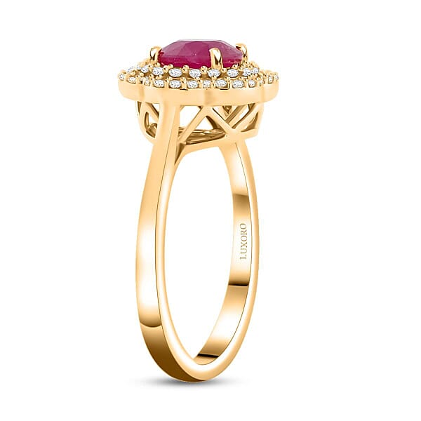 Shop Lc Certified & Appraised Luxoro AAA Montepuez Ruby And I2 Diamond 2.00 Ctw Ring In 14K Yellow Gold 4.10 Grams
