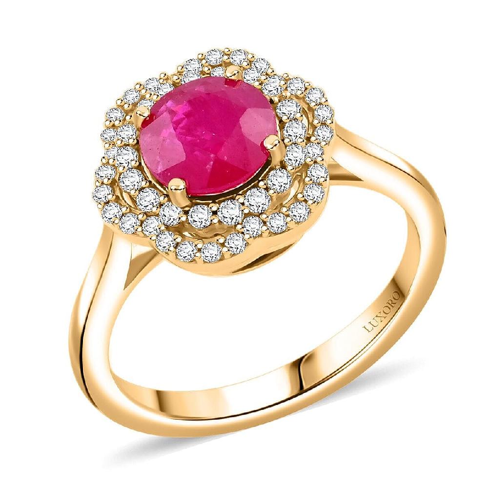 shop lc Certified & Appraised Luxoro AAA Montepuez Ruby and I2 Diamond 2.00 ctw Ring in 14K Yellow Gold 4.10 Grams