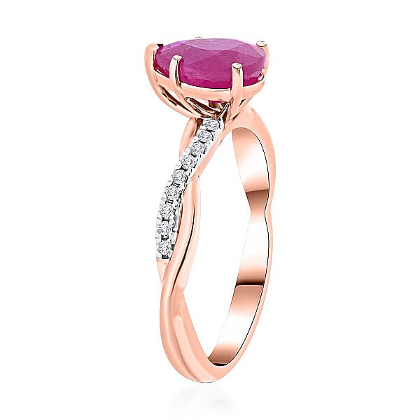 Shop Lc Certified & Appraised Luxoro AAA Montepuez Ruby And G-H I2 Diamond 2.10 Ctw Ring In 14K Rose Gold