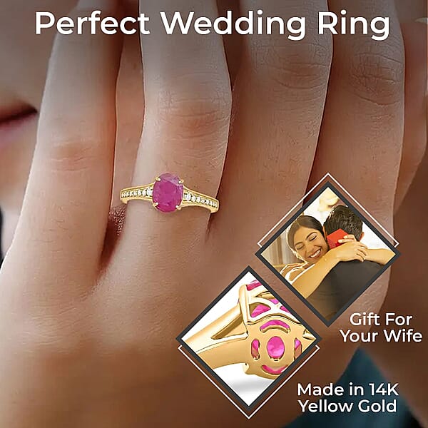 Shop Lc Certified & Appraised Luxoro AAA Montepuez Ruby And Diamond 2.50 Ctw Ring In 14K Yellow Gold Gold Wedding Ring
