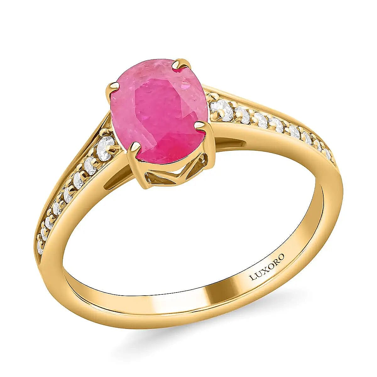 shop lc Certified & Appraised Luxoro AAA Montepuez Ruby and Diamond 2.50 ctw Ring in 14K Yellow Gold Gold Wedding Ring