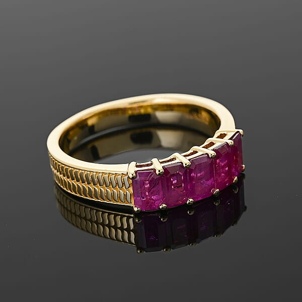 Shop Lc Certified & Appraised Luxoro AAA Mozambique Ruby 1.45 Ctw Ring In 14K Yellow Gold 4.90 Grams