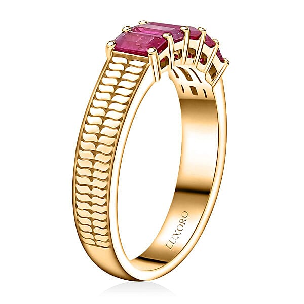 Shop Lc Certified & Appraised Luxoro AAA Mozambique Ruby 1.45 Ctw Ring In 14K Yellow Gold 4.90 Grams