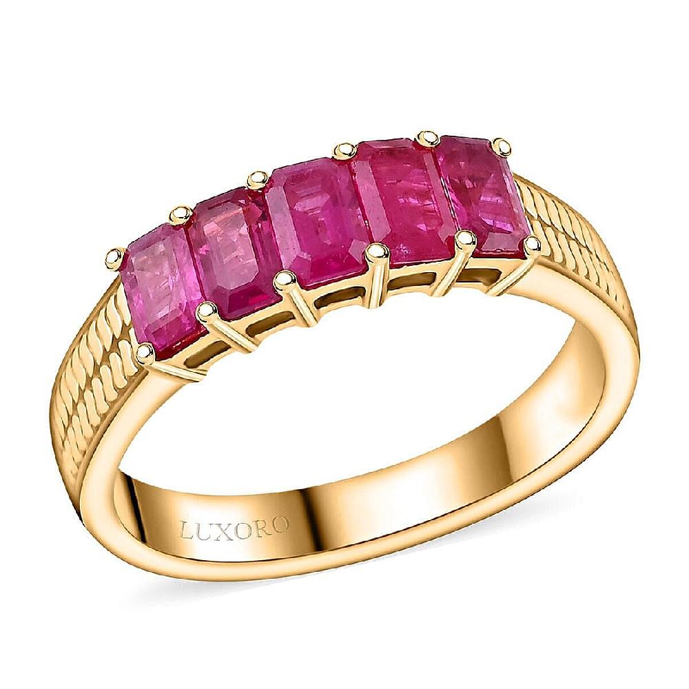 shop lc Certified & Appraised Luxoro AAA Mozambique Ruby 1.45 ctw Ring in 14K Yellow Gold 4.90 Grams