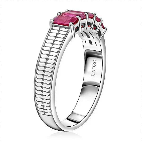 Shop Lc Certified & Appraised Luxoro AAA Mozambique Ruby 1.50 Ctw 5 Stone Ring In 14K White Gold 5 Grams