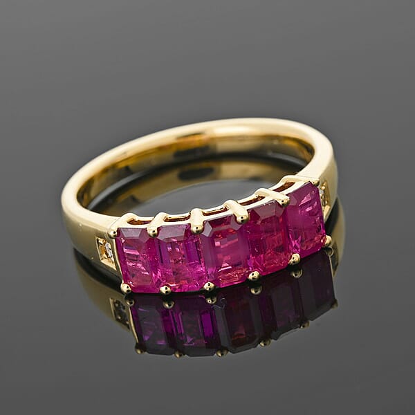 Shop Lc Certified & Appraised Luxoro AAA Mozambique Ruby And G-H I2 Diamond 1.50 Ctw Ring In 14K Yellow Gold