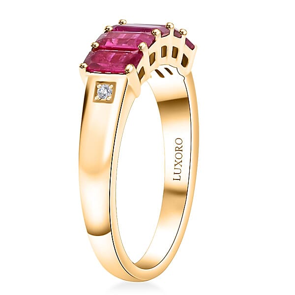 Shop Lc Certified & Appraised Luxoro AAA Mozambique Ruby And G-H I2 Diamond 1.50 Ctw Ring In 14K Yellow Gold