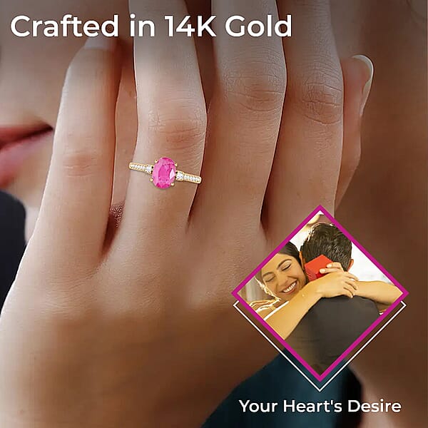 Shop Lc Certified & Appraised Luxoro AAA Mozambique Ruby Ring 14K Yellow Gold Ring Diamond Accent Ring Gold Jewelry 1.60 Ctw