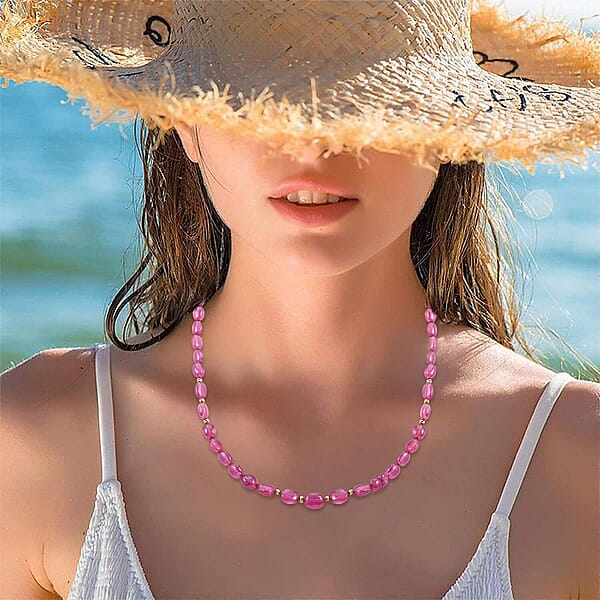 Shop Lc Certified & Appraised Luxoro AAA Niassa Ruby (FF) 105.00 Ctw Beaded Necklace 14K Yellow Gold 18-20 Inches