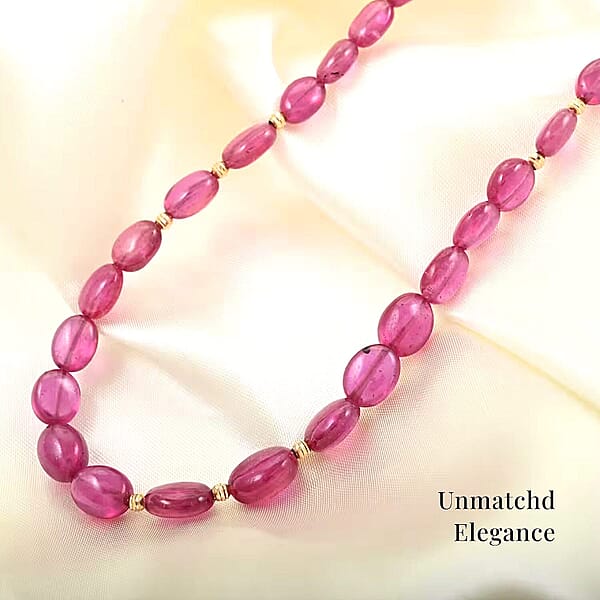 Shop Lc Certified & Appraised Luxoro AAA Niassa Ruby (FF) 105.00 Ctw Beaded Necklace 14K Yellow Gold 18-20 Inches