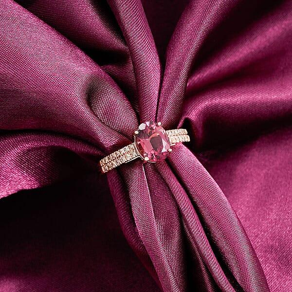 Shop Lc Certified & Appraised Luxoro AAA Ouro Fino Rubellite And G-H I2 Diamond 2.00 Ctw Ring In 14K Rose Gold