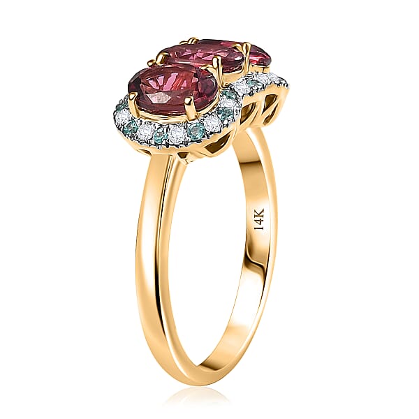 Shop Lc Certified & Appraised Luxoro AAA Ouro Fino Rubellite Paraiba Tourmaline And G-H I2 Diamond 3.00 Ctw Ring In 10K Yellow Gold