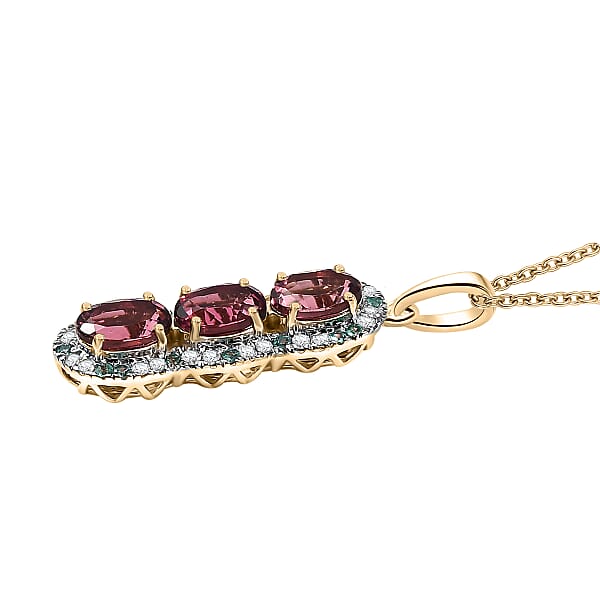 Shop Lc Certified & Appraised Luxoro AAA Ouro Fino Rubellite Paraiba Tourmaline And G-H I2 Diamond 3.05 Ctw Pendant Necklace In 10K Yellow Gold 20 Inches