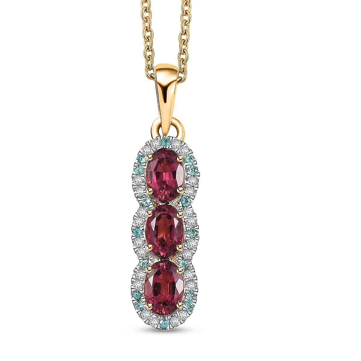shop lc Certified & Appraised Luxoro AAA Ouro Fino Rubellite Paraiba Tourmaline and G-H I2 Diamond 3.05 ctw Pendant Necklace in 10K Yellow Gold 20 Inches