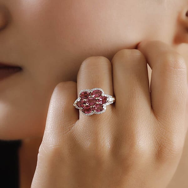 Shop Lc Certified & Appraised Luxoro AAA Ouro Fino Rubellite And G-H I2 Diamond 3.55 Ctw Ring In 10K Yellow Gold 4.20 Grams